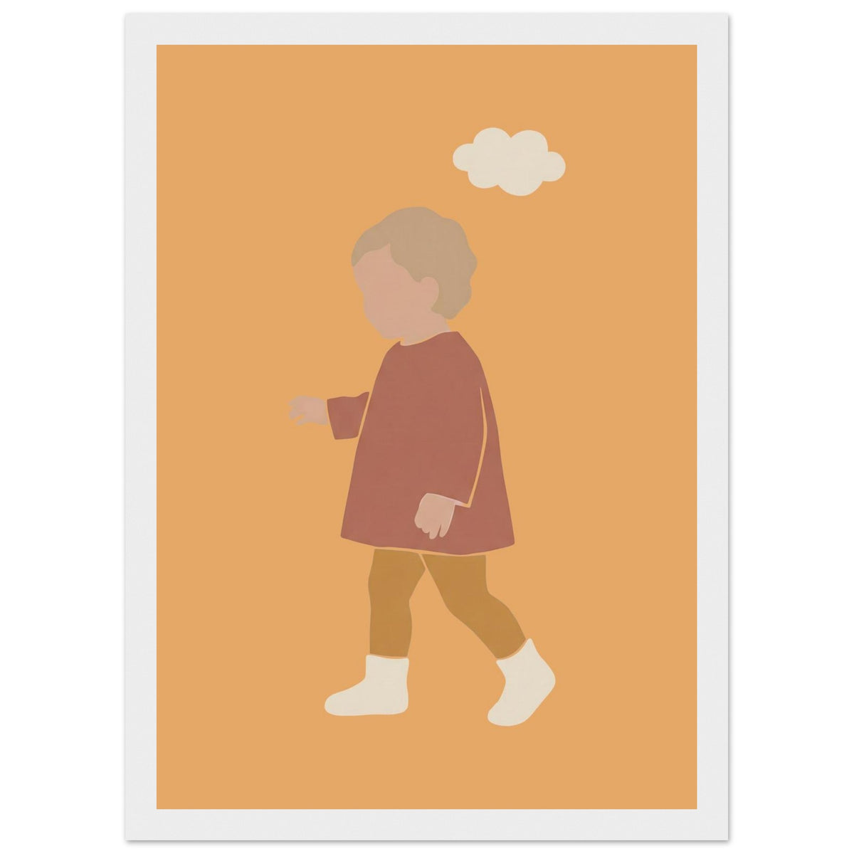 Kinderposter „Kleiner Träumer“ im minimalistischen Scandi-Look, weißer Rahmen, 21x29.7 cm