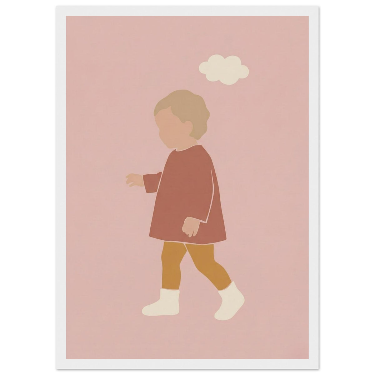 Kinderposter „Kleiner Träumer“ im minimalistischen Scandi-Look, weißer Rahmen, A3 (29.7 x 42 cm)