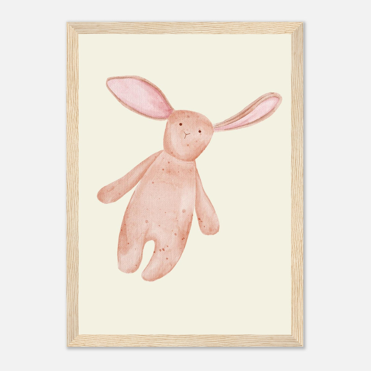 Aquarell-Hase in Dusty Pink und Terrakotta fürs Kinderzimmer, Holzrahmen, 21x29.7 cm