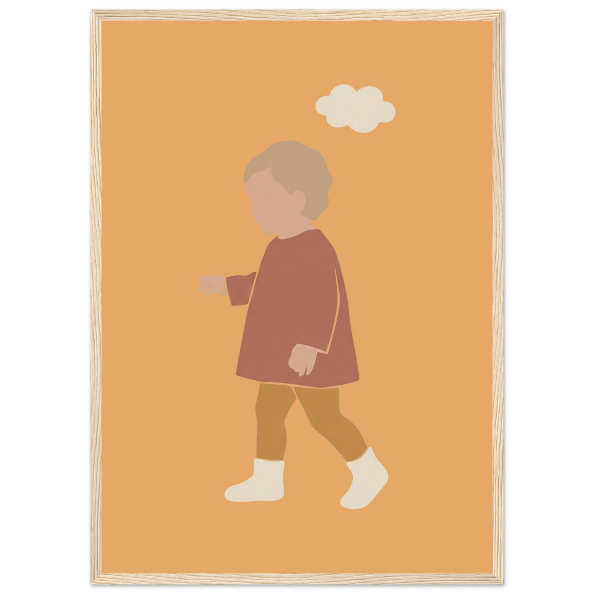Kinderposter „Kleiner Träumer“ im minimalistischen Scandi-Look, Holzrahmen, A2 (42 x 59.4 cm)