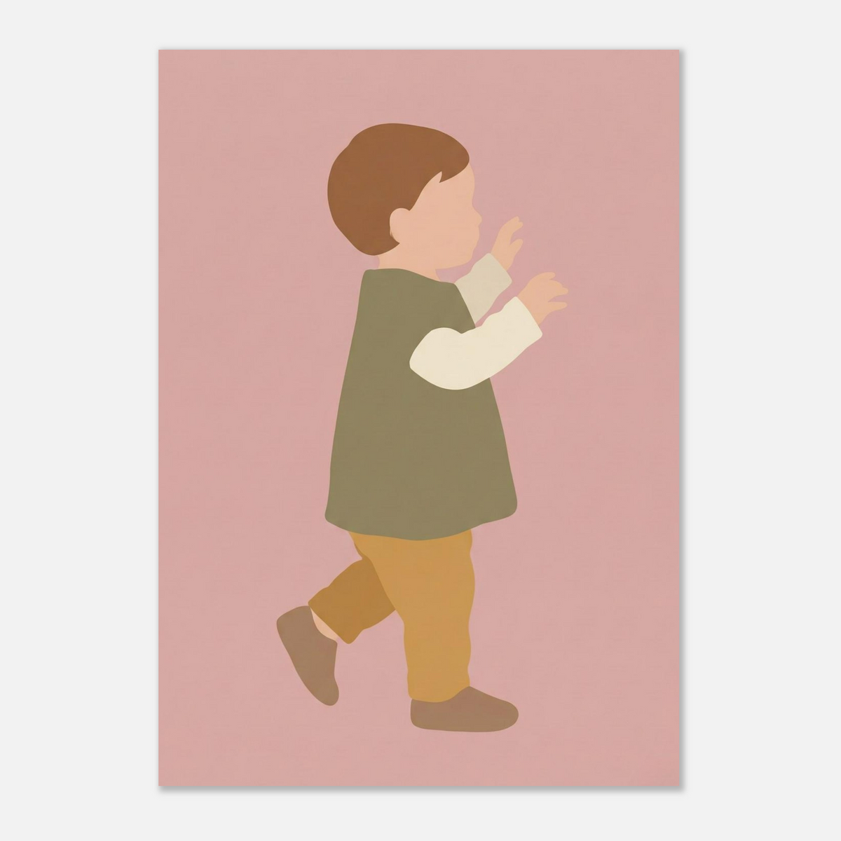 Kinderposter „Erste Schritte“: Kleinkind in Scandi-Erdtönen, 21x29.7 cm