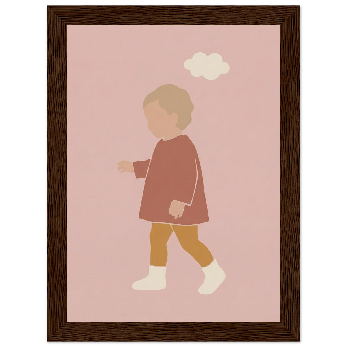 Kinderposter „Kleiner Träumer“ im minimalistischen Scandi-Look, dunkler Holzrahmen, 13x18 cm