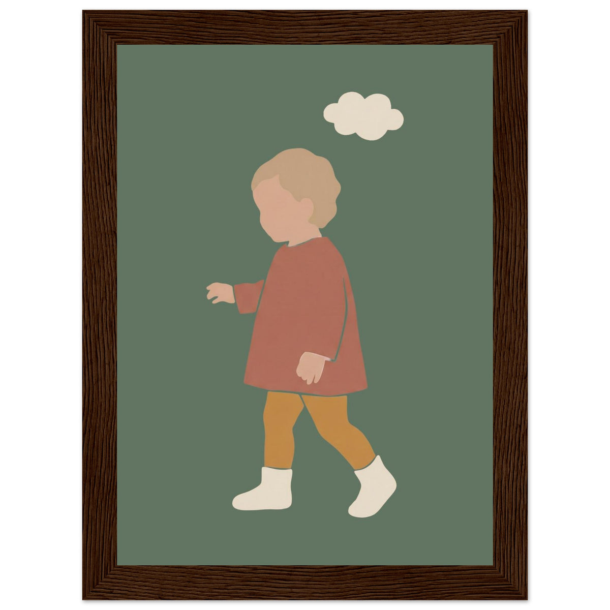 Kinderposter „Kleiner Träumer“ im minimalistischen Scandi-Look, dunkler Holzrahmen, 13x18 cm