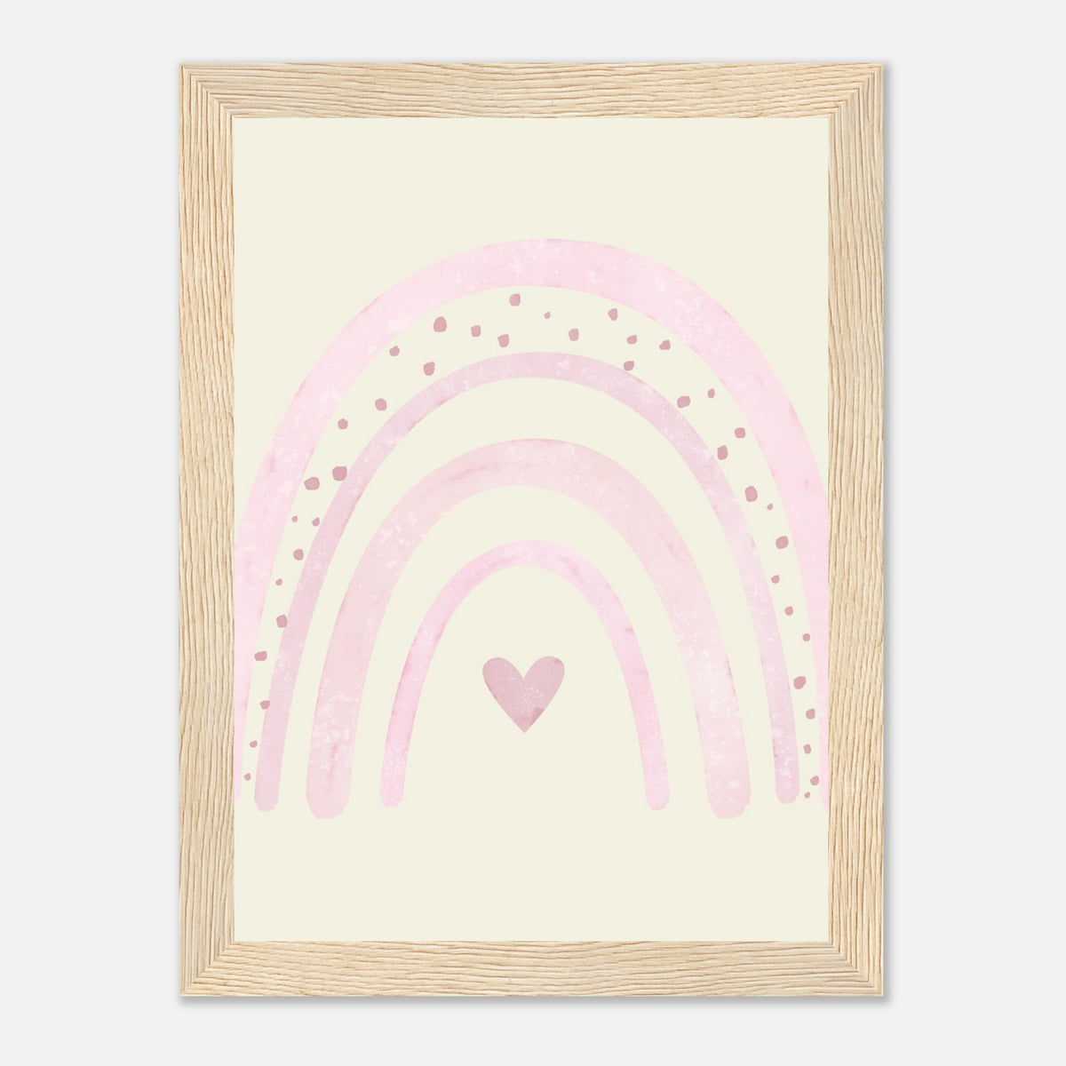 Minimalistischer Regenbogen-Kunstdruck in sanften Blautönen, Holzrahmen, 13x18 cm