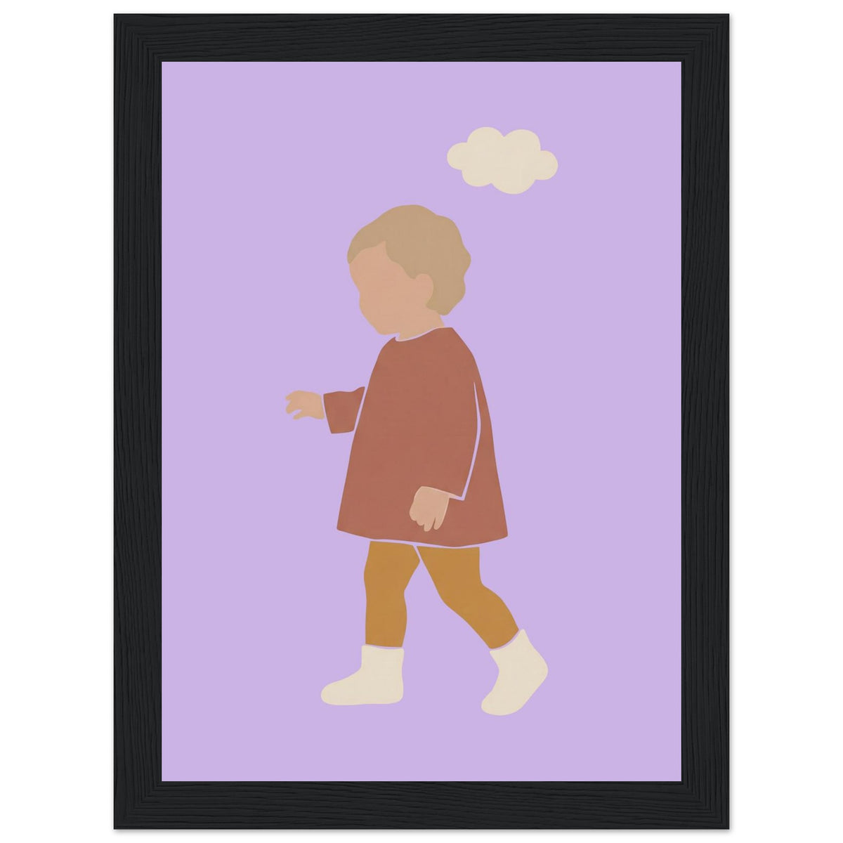 Kinderposter „Kleiner Träumer“ im minimalistischen Scandi-Look, schwarzer Rahmen, 13x18 cm