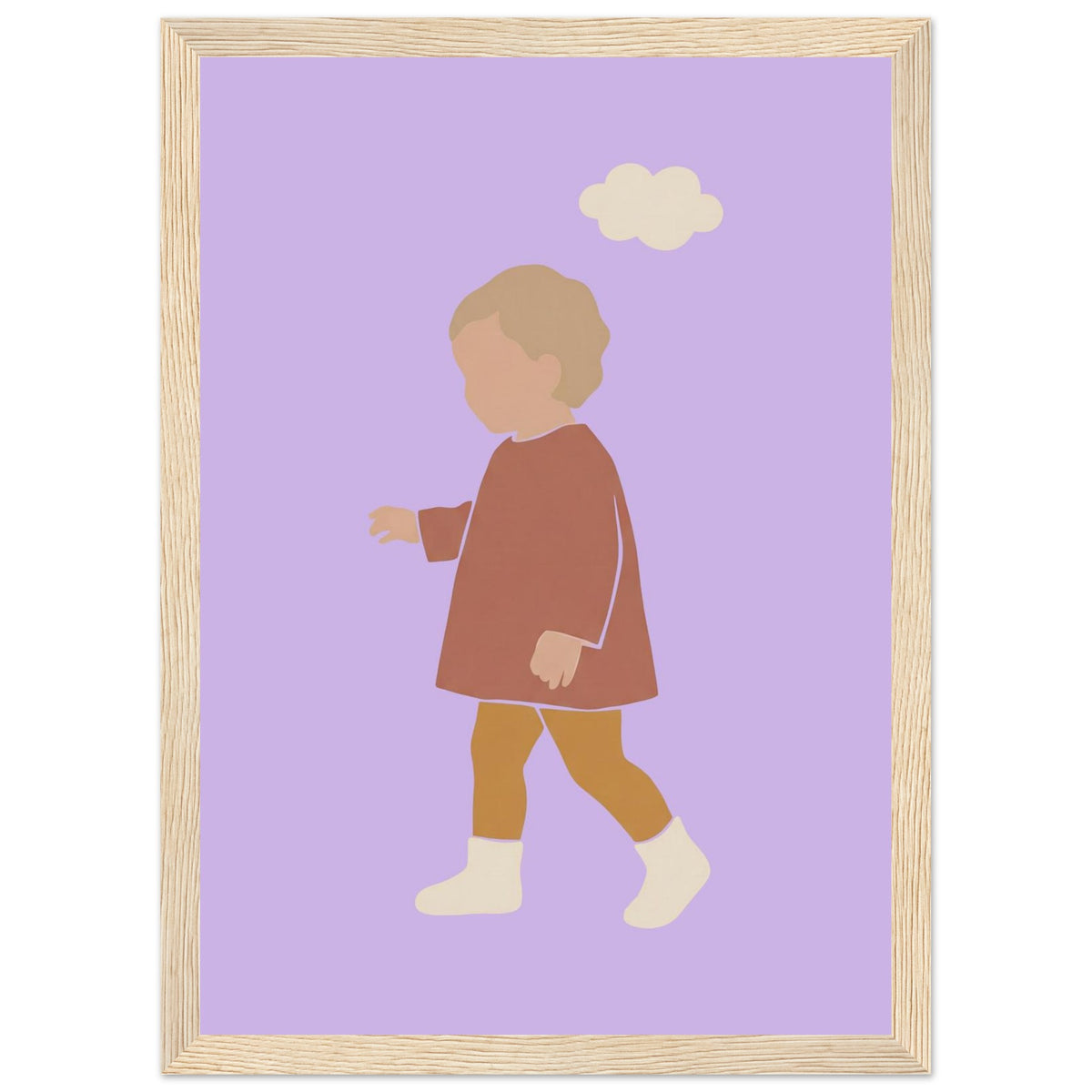 Kinderposter „Kleiner Träumer“ im minimalistischen Scandi-Look, Holzrahmen, 21x29.7 cm