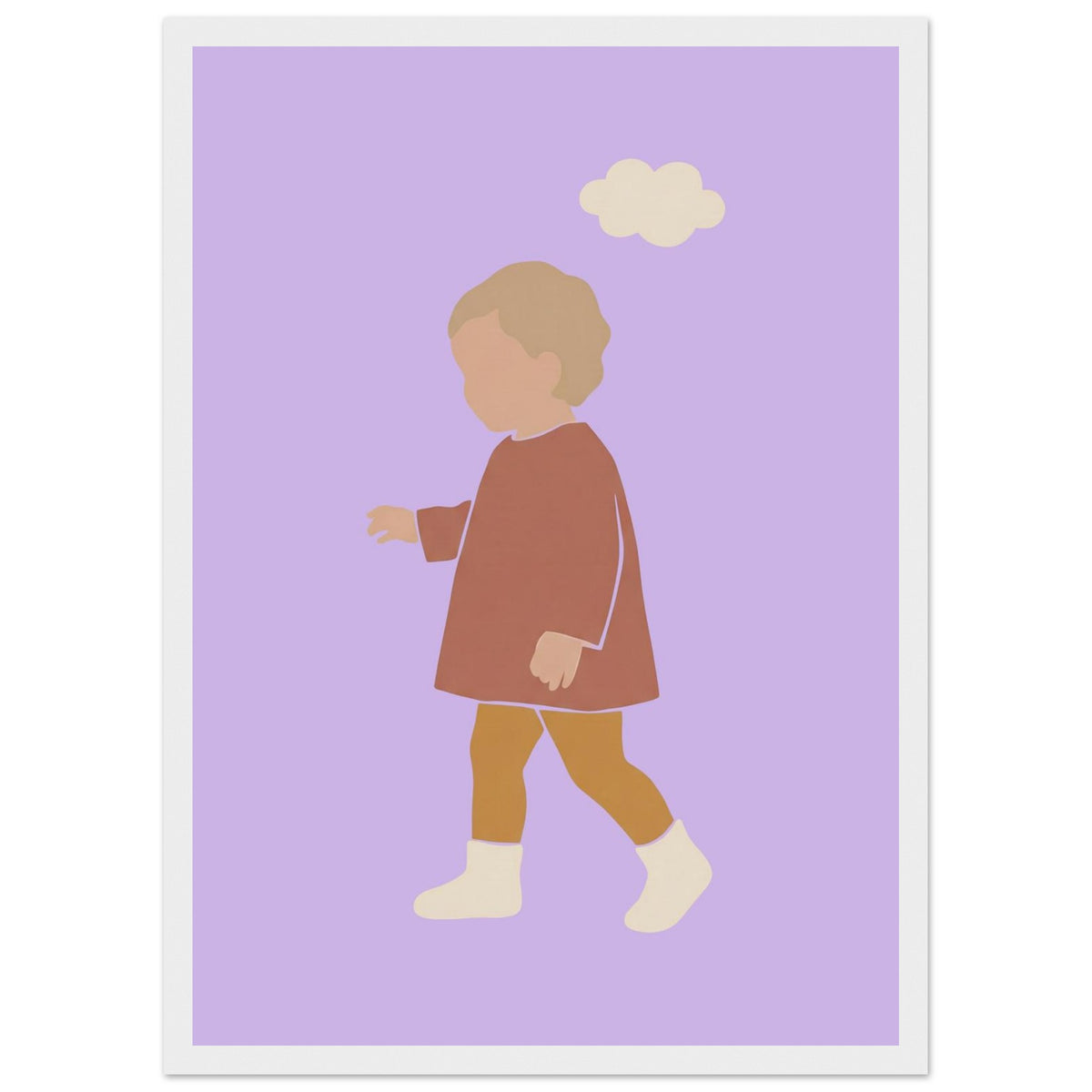 Kinderposter „Kleiner Träumer“ im minimalistischen Scandi-Look, weißer Rahmen, A3 (29.7 x 42 cm)