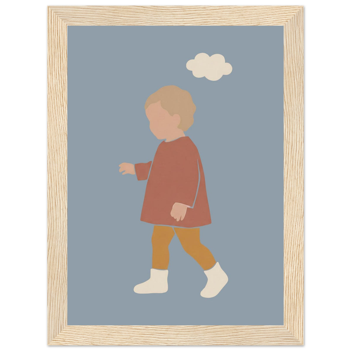 Kinderposter „Kleiner Träumer“ im minimalistischen Scandi-Look, Holzrahmen, 13x18 cm
