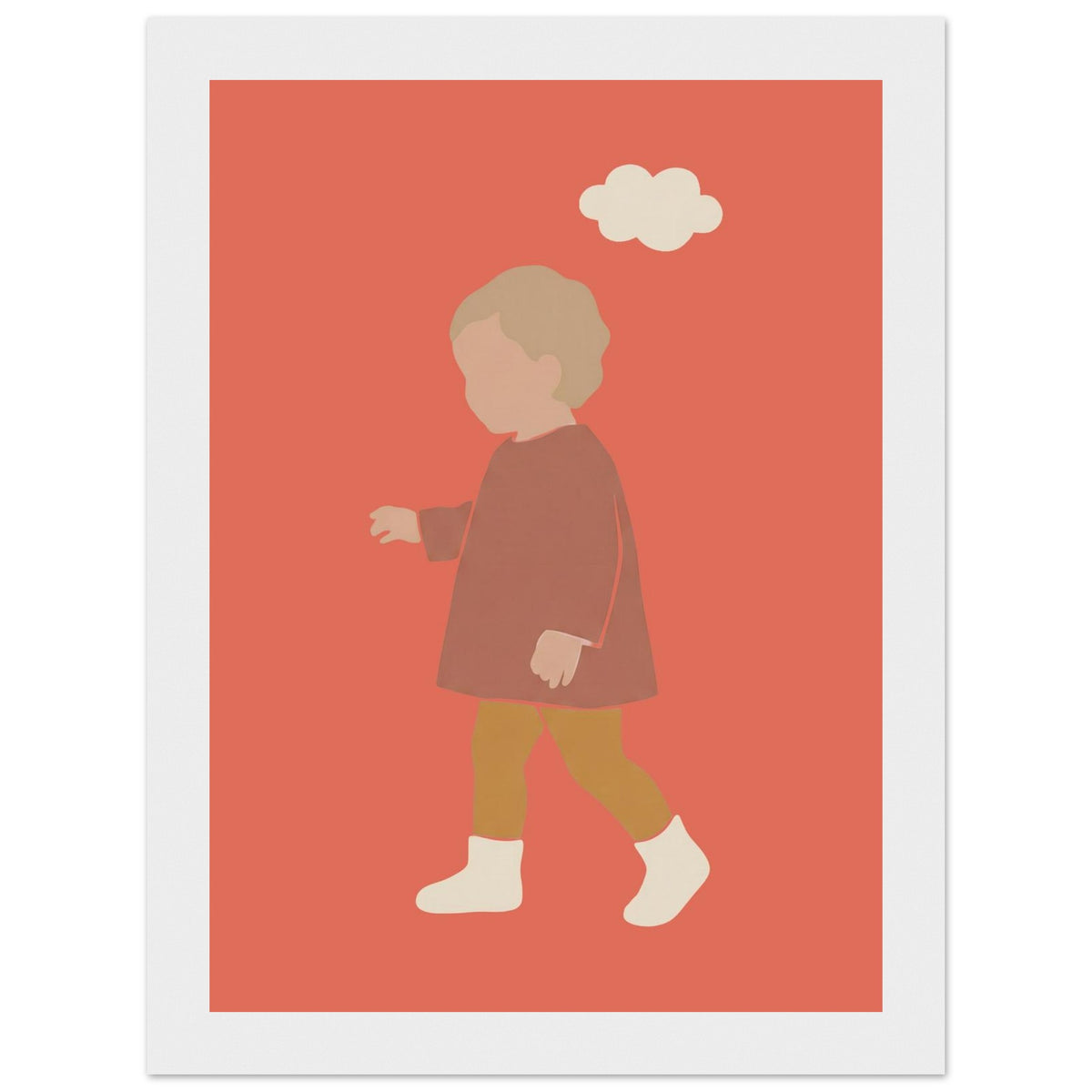 Kinderposter „Kleiner Träumer“ im minimalistischen Scandi-Look, weißer Rahmen, 13x18 cm