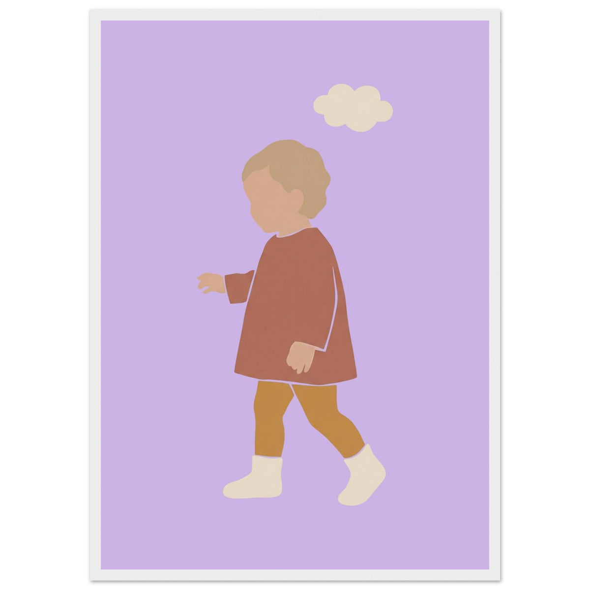 Kinderposter „Kleiner Träumer“ im minimalistischen Scandi-Look, weißer Rahmen, A2 (42 x 59.4 cm)