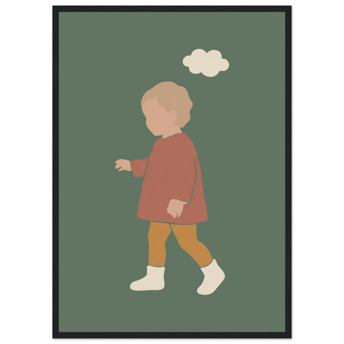 Kinderposter „Kleiner Träumer“ im minimalistischen Scandi-Look, schwarzer Rahmen, A2 (42 x 59.4 cm)