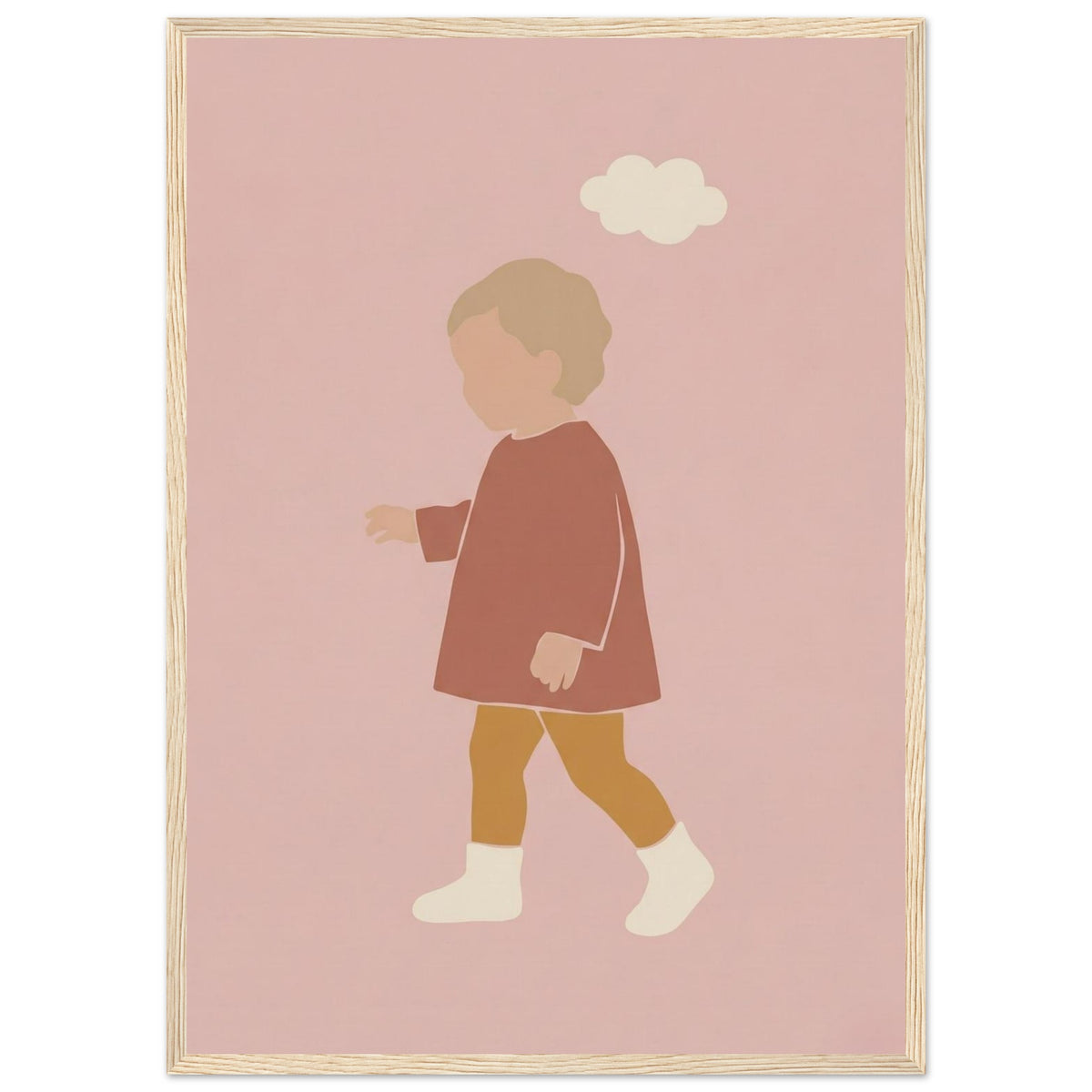 Kinderposter „Kleiner Träumer“ im minimalistischen Scandi-Look, Holzrahmen, A2 (42 x 59.4 cm)