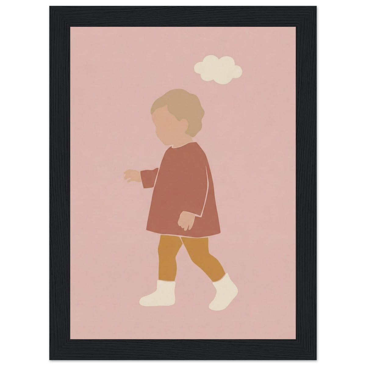 Kinderposter „Kleiner Träumer“ im minimalistischen Scandi-Look, schwarzer Rahmen, 13x18 cm