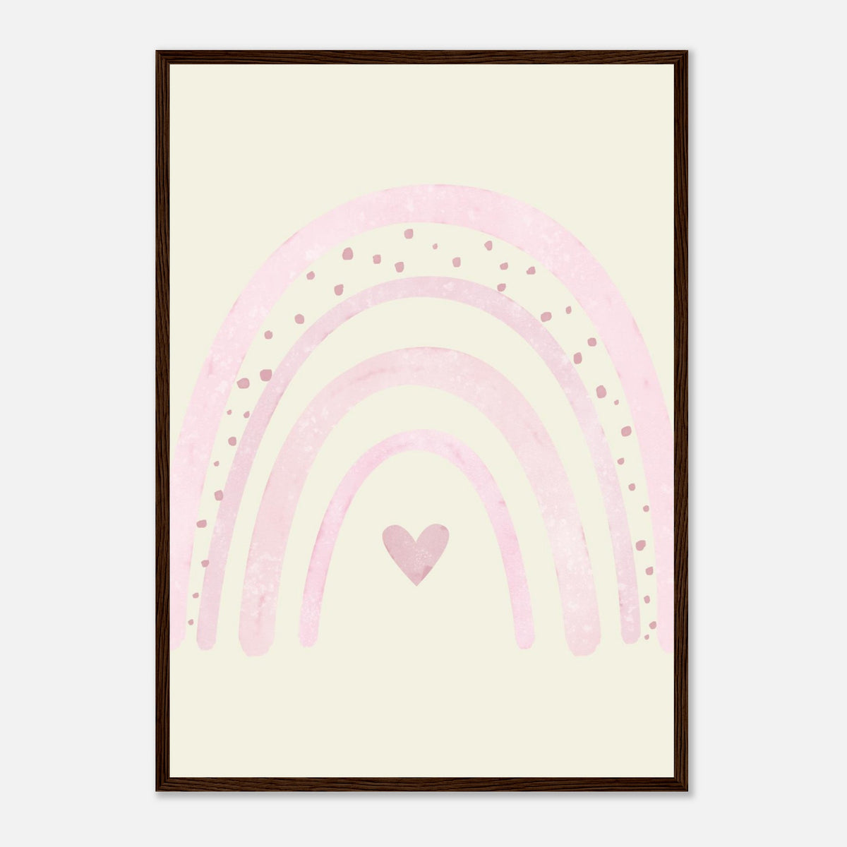 Minimalistischer Regenbogen-Kunstdruck in sanften Blautönen, dunkler Holzrahmen, A2 (42 x 59.4 cm)
