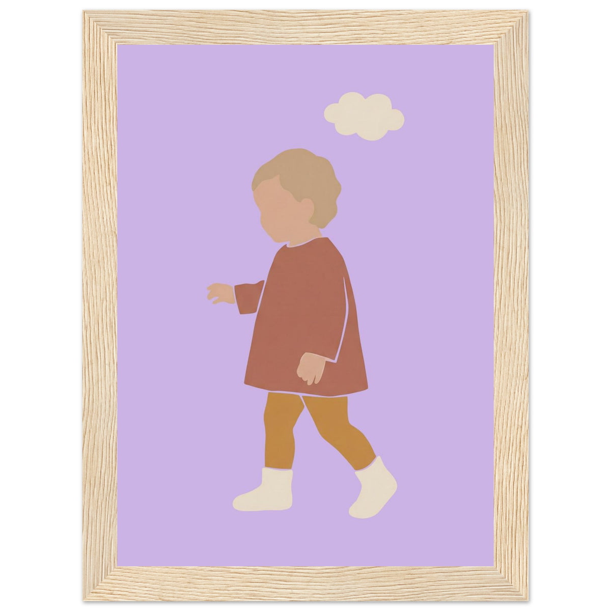 Kinderposter „Kleiner Träumer“ im minimalistischen Scandi-Look, Holzrahmen, 13x18 cm