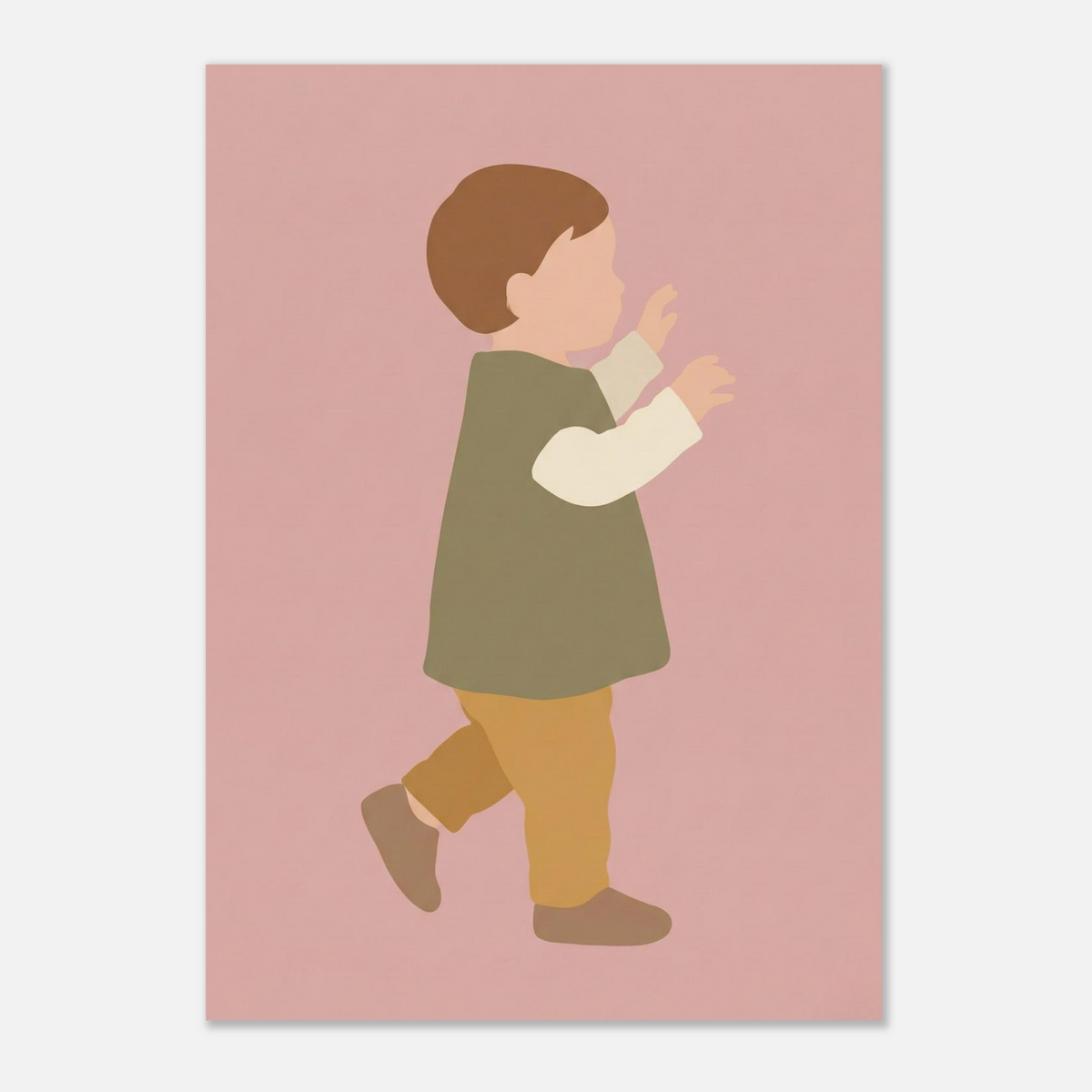Kinderposter „Erste Schritte“: Kleinkind in Scandi-Erdtönen, A3 (29.7 x 42 cm)