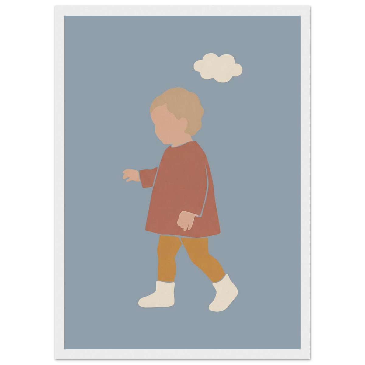 Kinderposter „Kleiner Träumer“ im minimalistischen Scandi-Look, weißer Rahmen, A3 (29.7 x 42 cm)