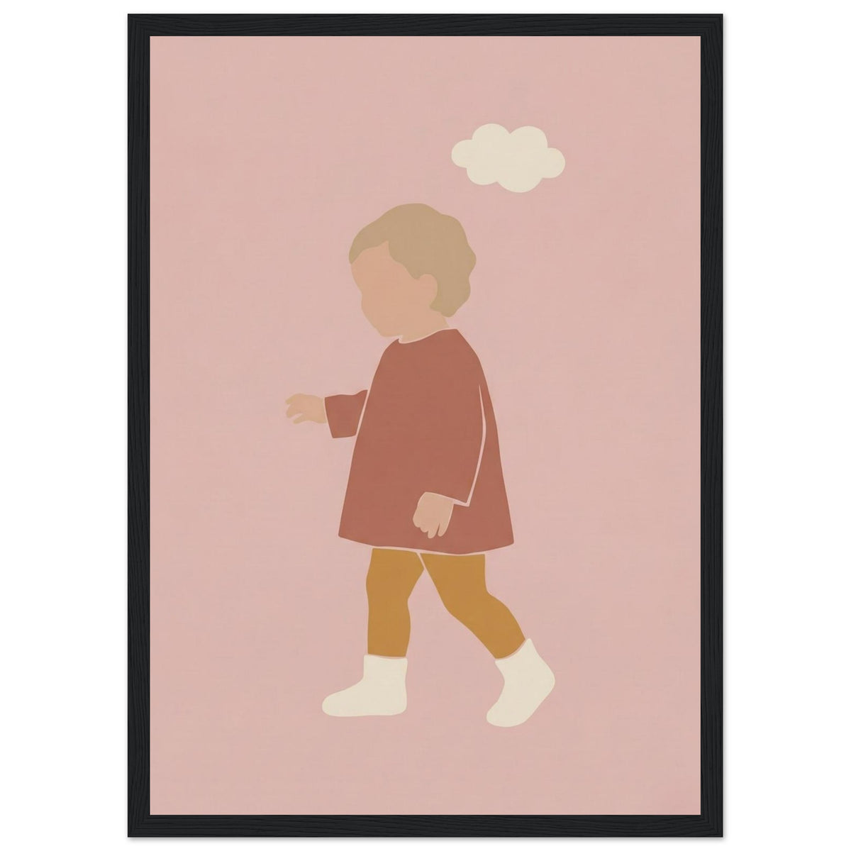 Kinderposter „Kleiner Träumer“ im minimalistischen Scandi-Look, schwarzer Rahmen, A3 (29.7 x 42 cm)