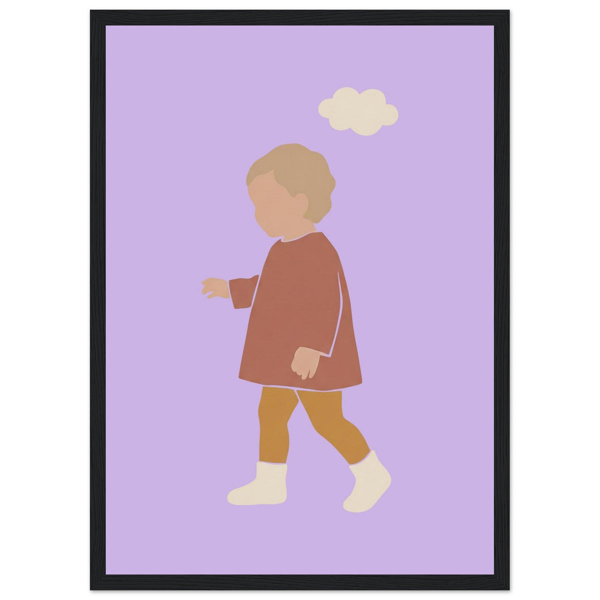 Kinderposter „Kleiner Träumer“ im minimalistischen Scandi-Look, schwarzer Rahmen, A3 (29.7 x 42 cm)