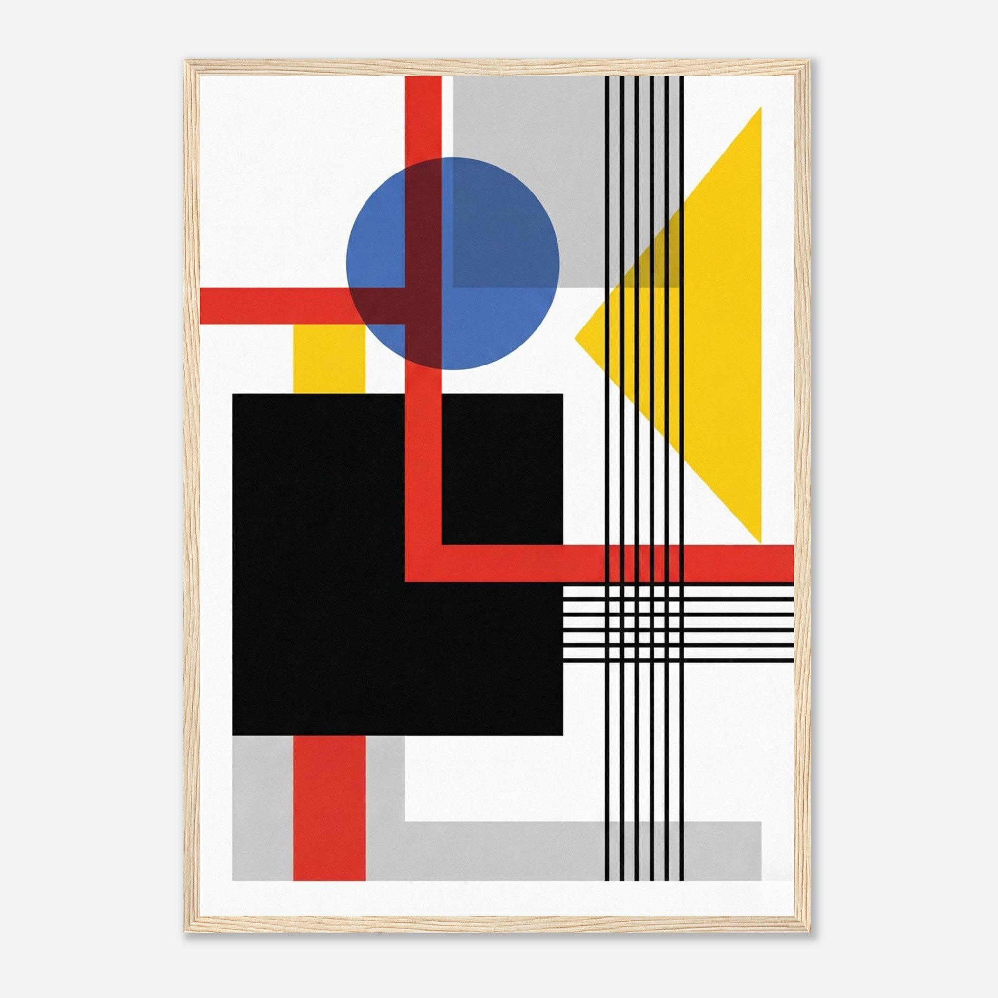 No.1 Bauhaus Geometrische Abstraktion Kunstdruck - mit Holzrahmen