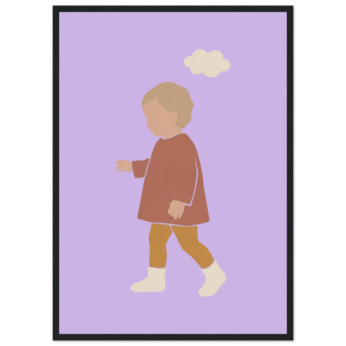 Kinderposter „Kleiner Träumer“ im minimalistischen Scandi-Look, schwarzer Rahmen, A2 (42 x 59.4 cm)