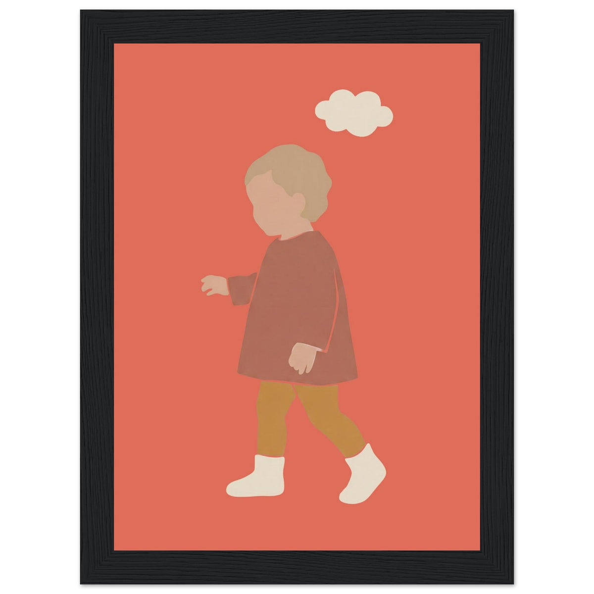 Kinderposter „Kleiner Träumer“ im minimalistischen Scandi-Look, schwarzer Rahmen, 13x18 cm