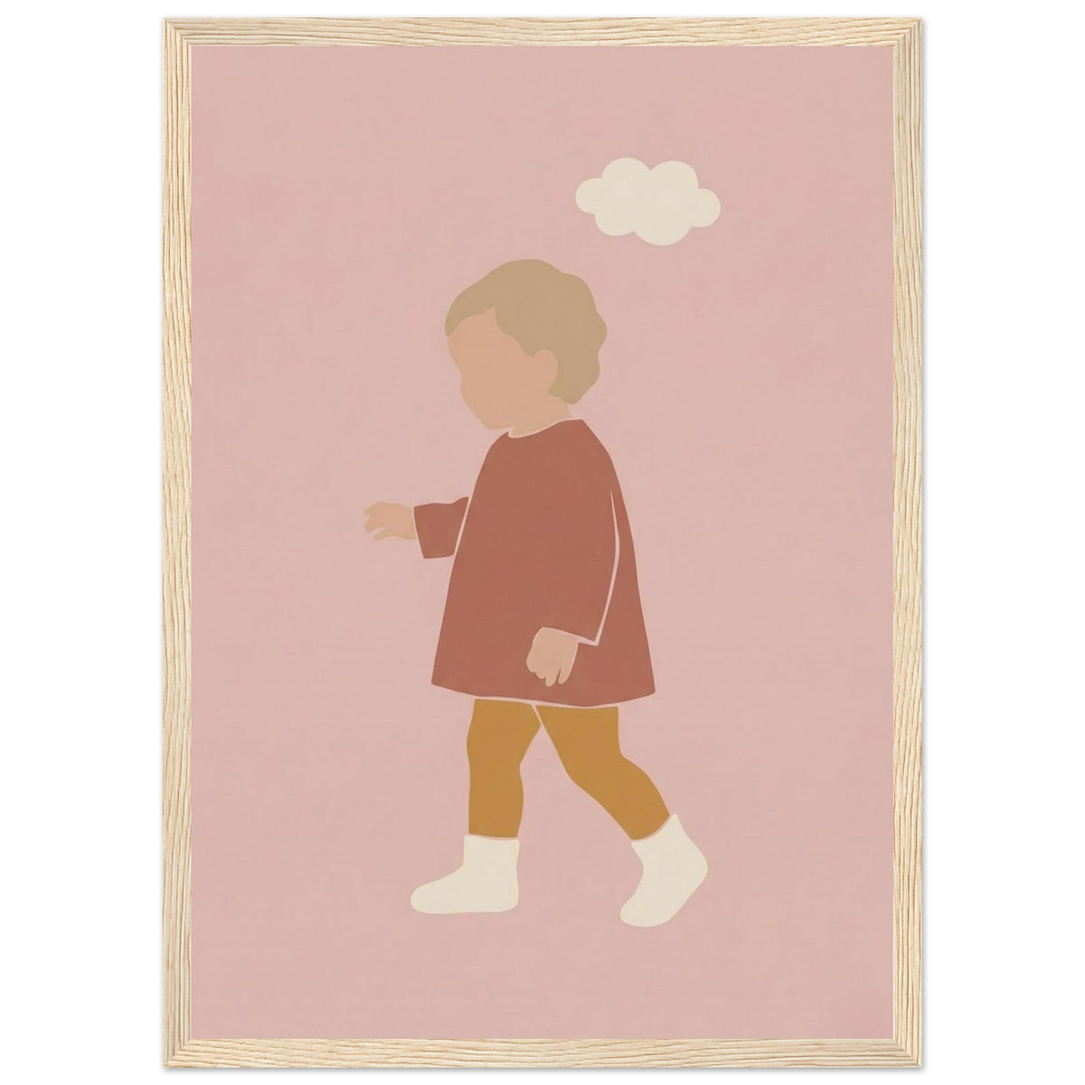 Kinderposter „Kleiner Träumer“ im minimalistischen Scandi-Look, Holzrahmen, A3 (29.7 x 42 cm)