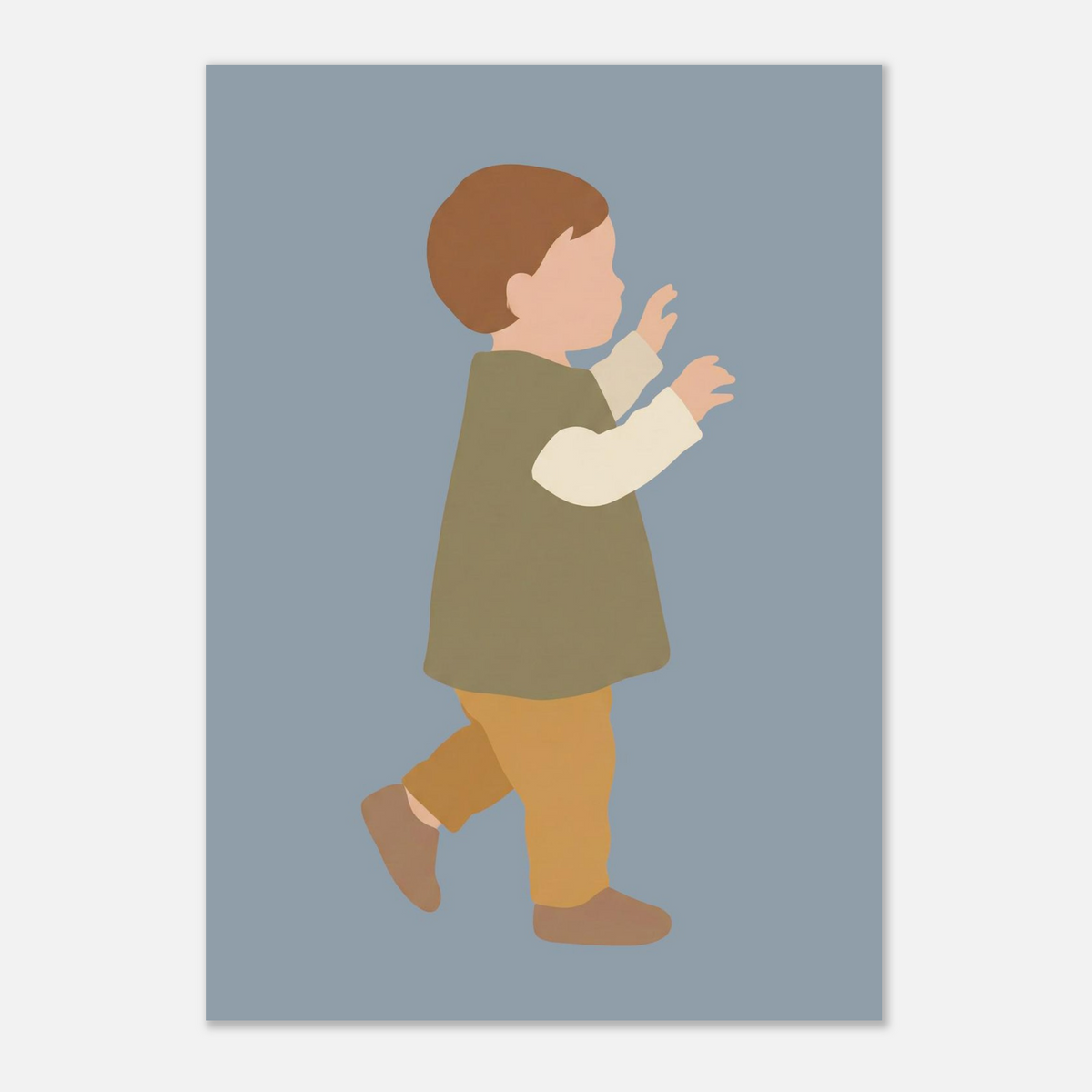 Kinderposter „Erste Schritte“: Kleinkind in Scandi-Erdtönen, A3 (29.7 x 42 cm)