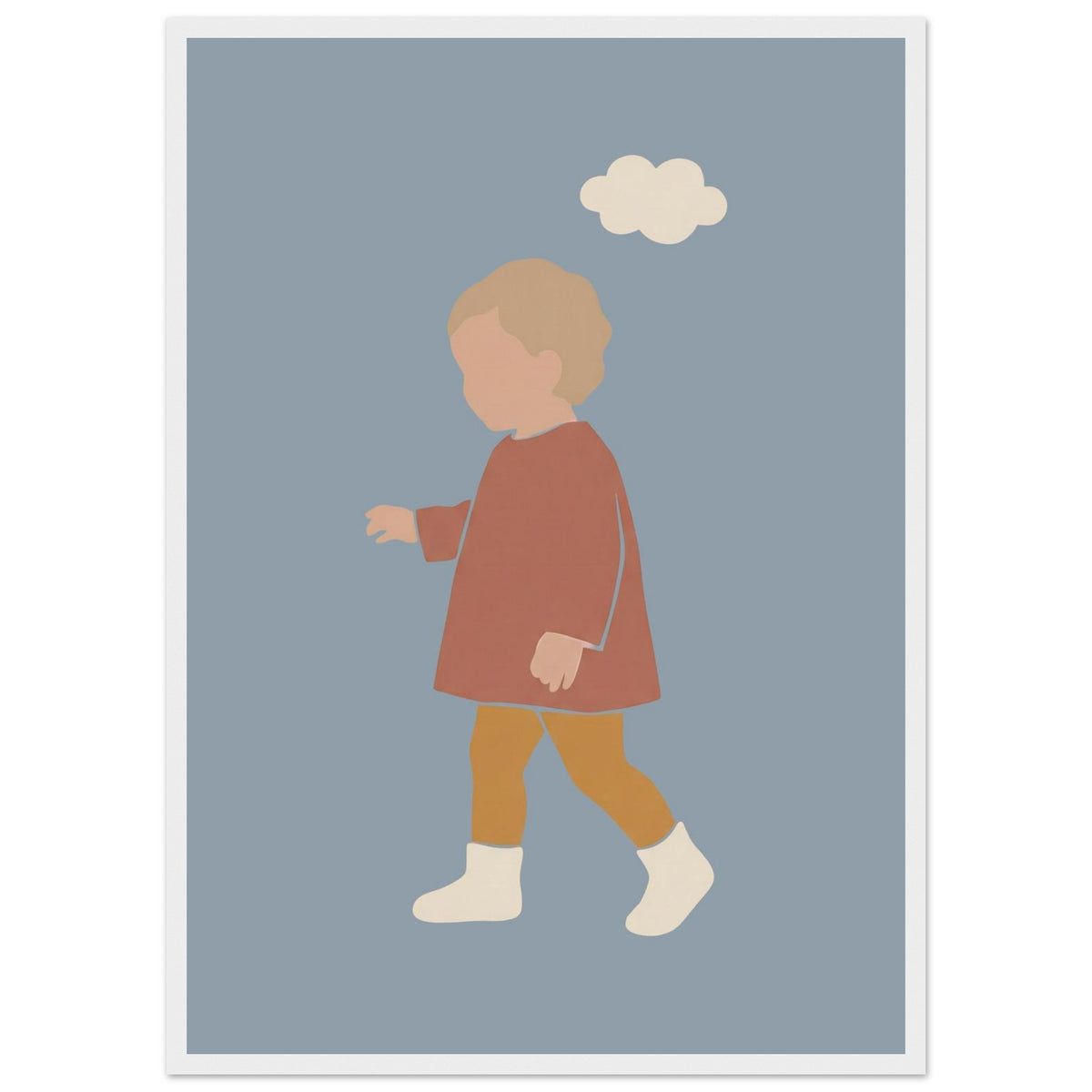 Kinderposter „Kleiner Träumer“ im minimalistischen Scandi-Look, weißer Rahmen, A2 (42 x 59.4 cm)