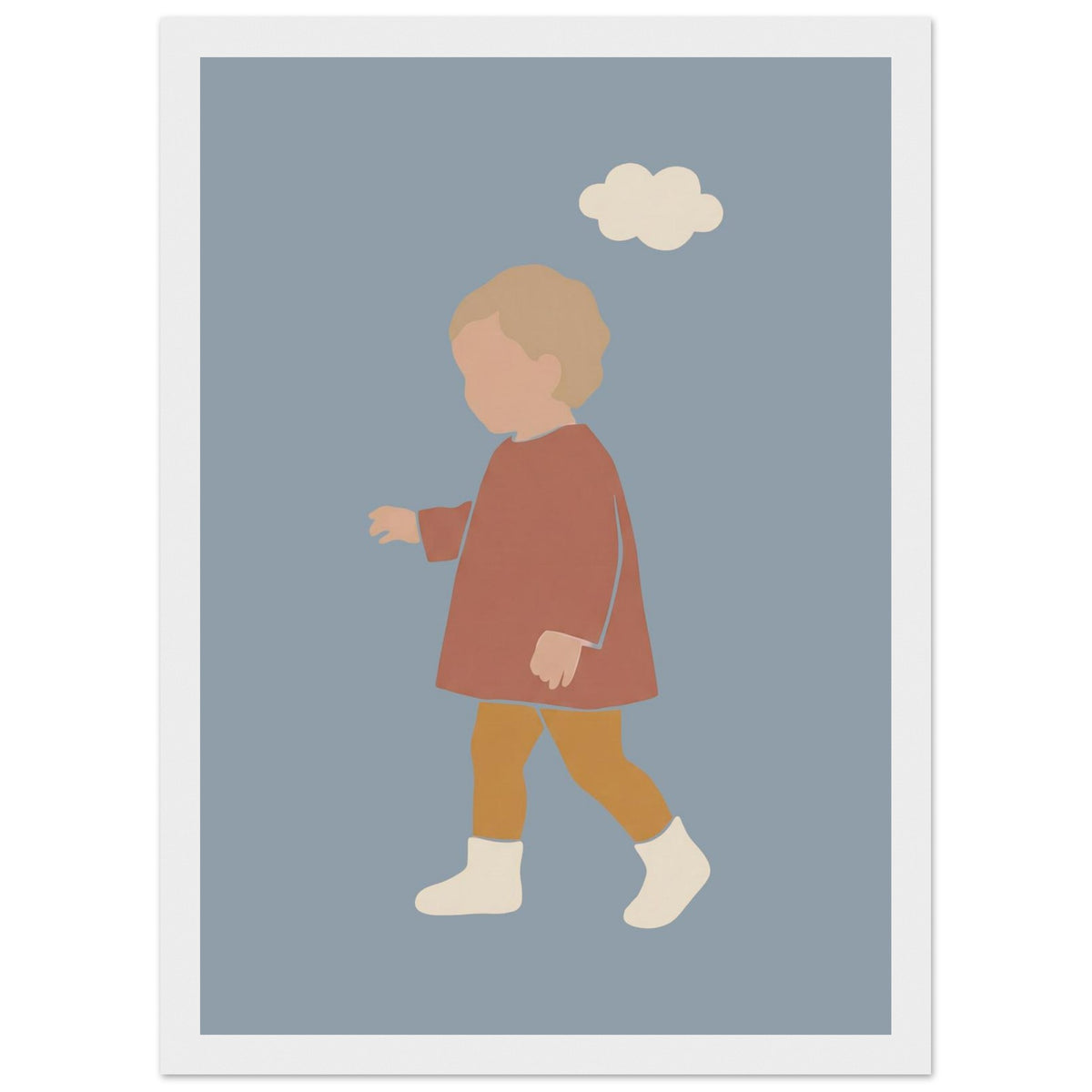 Kinderposter „Kleiner Träumer“ im minimalistischen Scandi-Look, weißer Rahmen, 21x29.7 cm