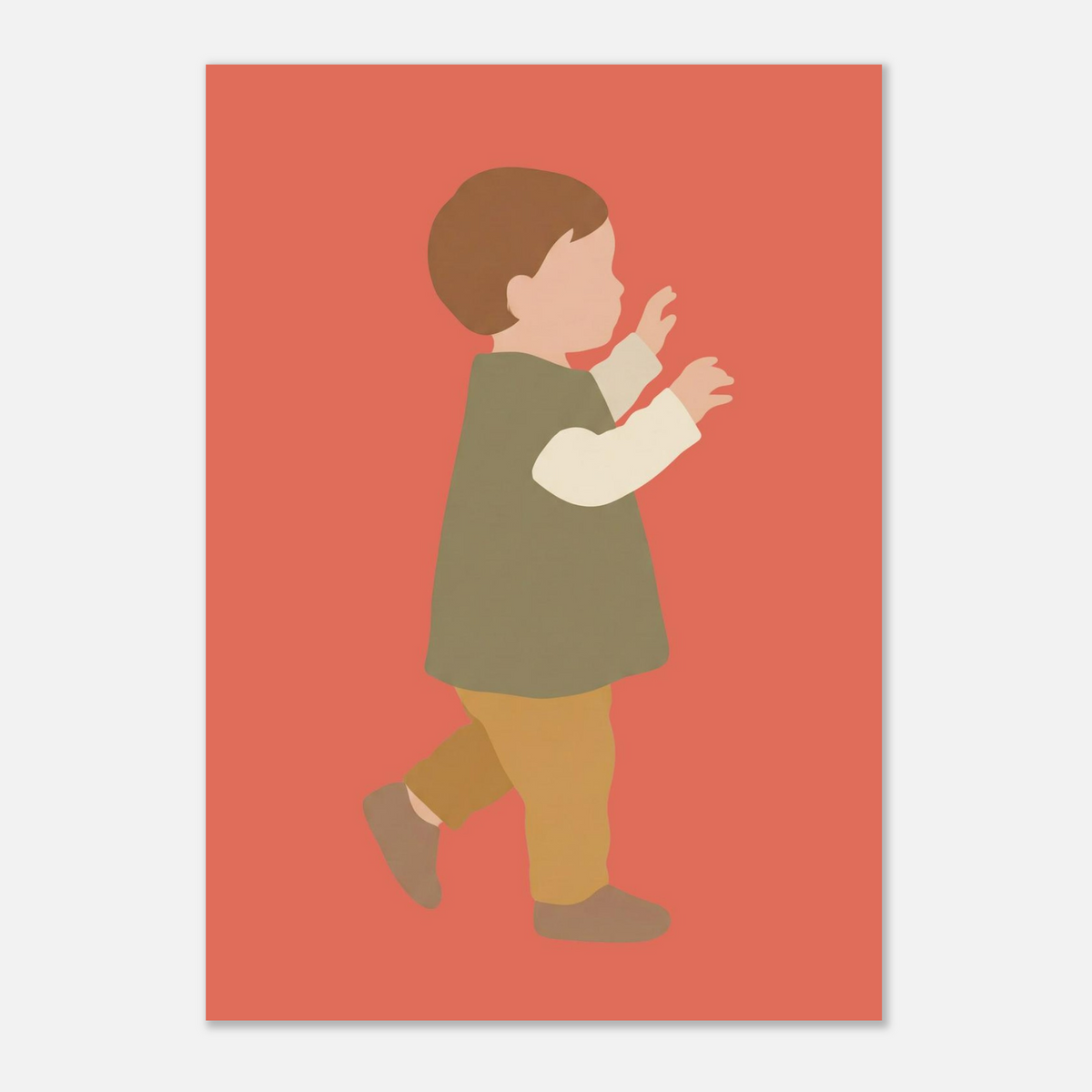 Kinderposter „Erste Schritte“: Kleinkind in Scandi-Erdtönen, A2 (42 x 59.4 cm)