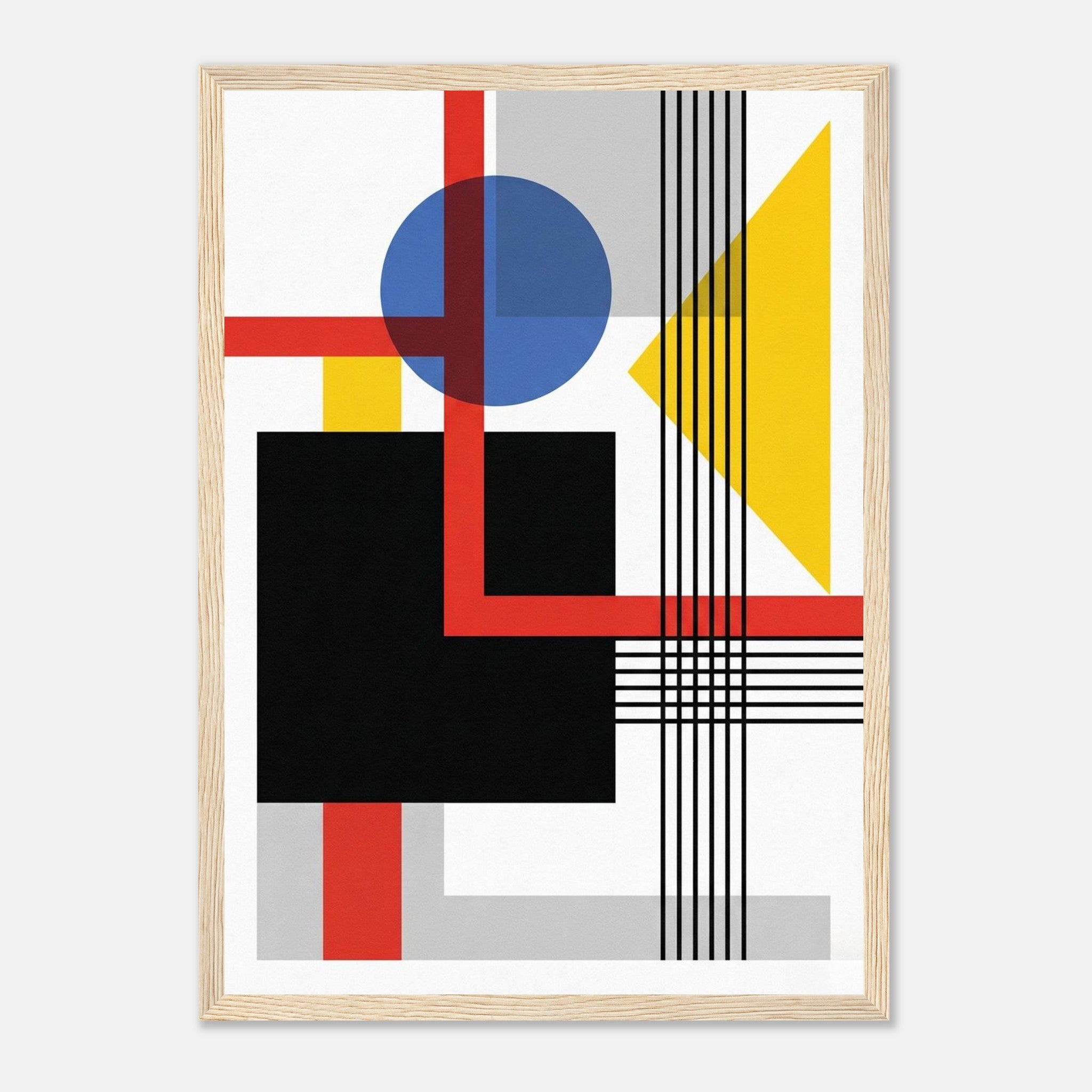 No.1 Bauhaus Geometrische Abstraktion Kunstdruck - mit Holzrahmen