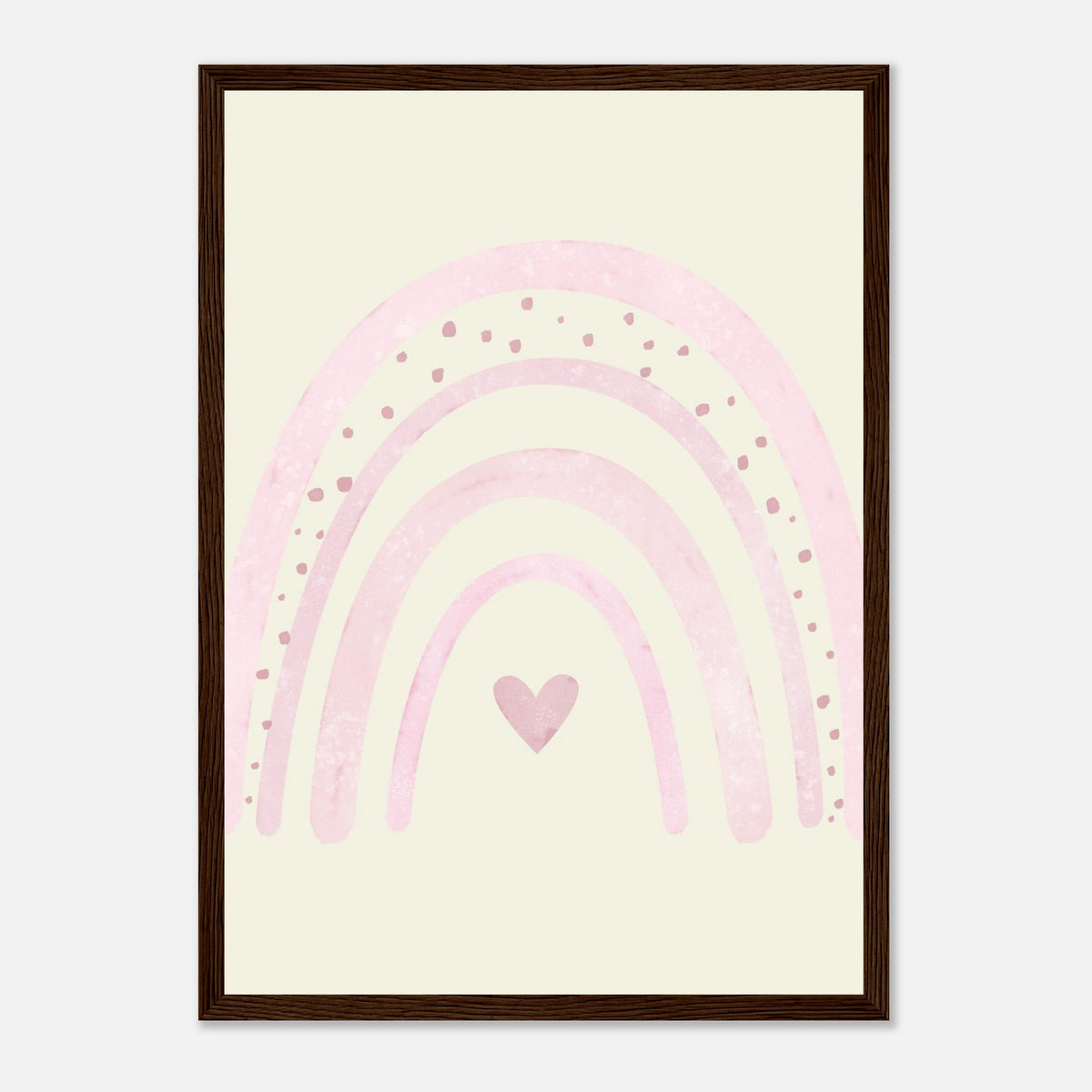 Minimalistischer Regenbogen-Kunstdruck in sanften Blautönen, dunkler Holzrahmen, A3 (29.7 x 42 cm)