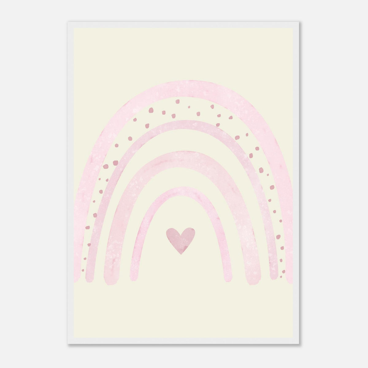 Minimalistischer Regenbogen-Kunstdruck in sanften Blautönen, weißer Rahmen, A2 (42 x 59.4 cm)