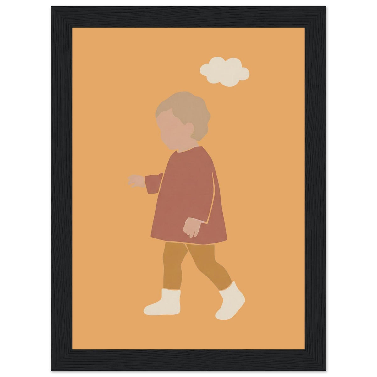 Kinderposter „Kleiner Träumer“ im minimalistischen Scandi-Look, schwarzer Rahmen, 13x18 cm