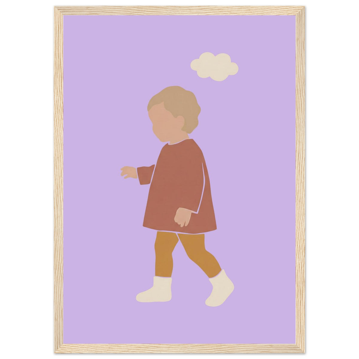 Kinderposter „Kleiner Träumer“ im minimalistischen Scandi-Look, Holzrahmen, A3 (29.7 x 42 cm)
