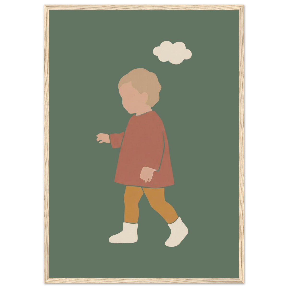 Kinderposter „Kleiner Träumer“ im minimalistischen Scandi-Look, Holzrahmen, A2 (42 x 59.4 cm)