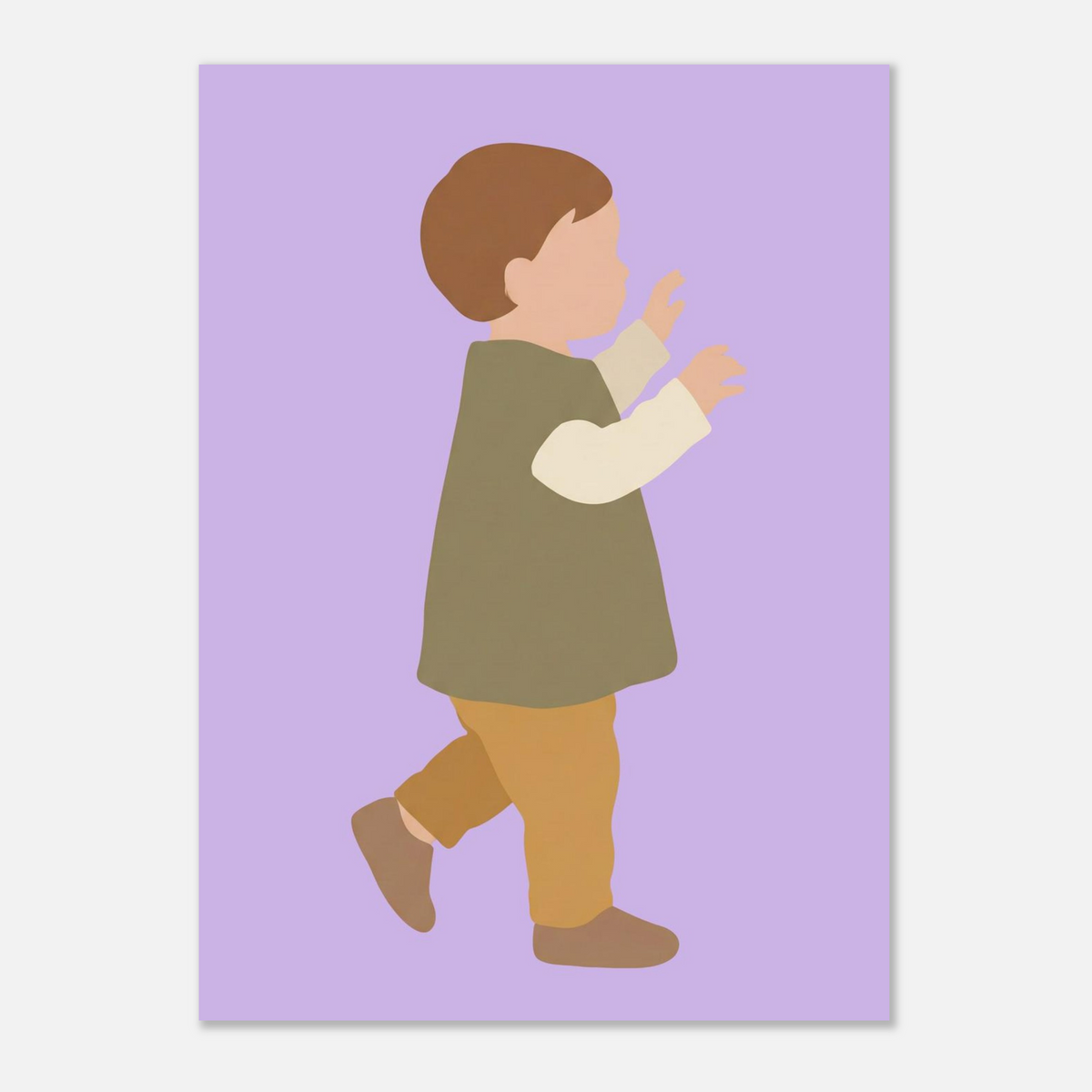 Kinderposter „Erste Schritte“: Kleinkind in Scandi-Erdtönen, 13x18 cm