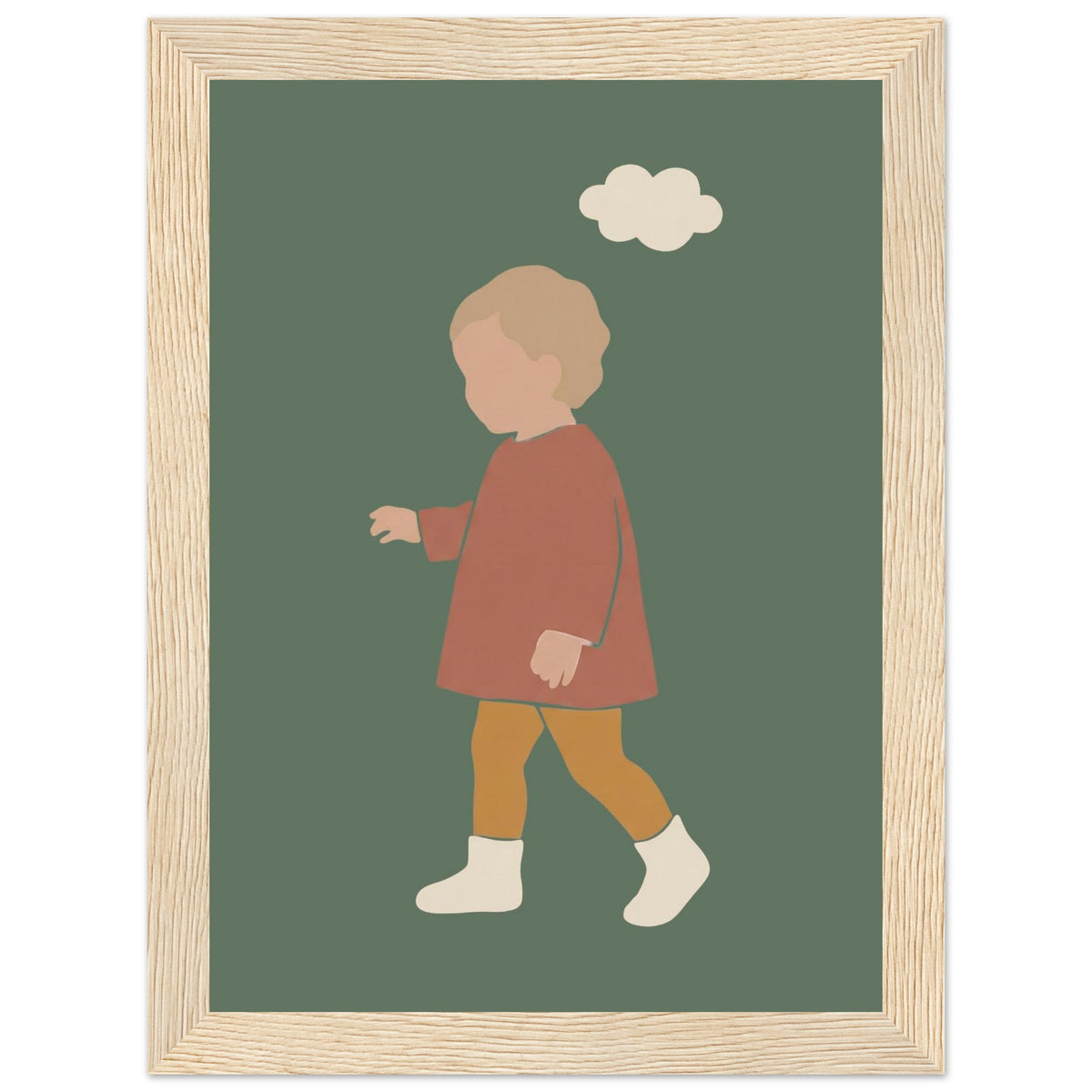 Kinderposter „Kleiner Träumer“ im minimalistischen Scandi-Look, Holzrahmen, 13x18 cm
