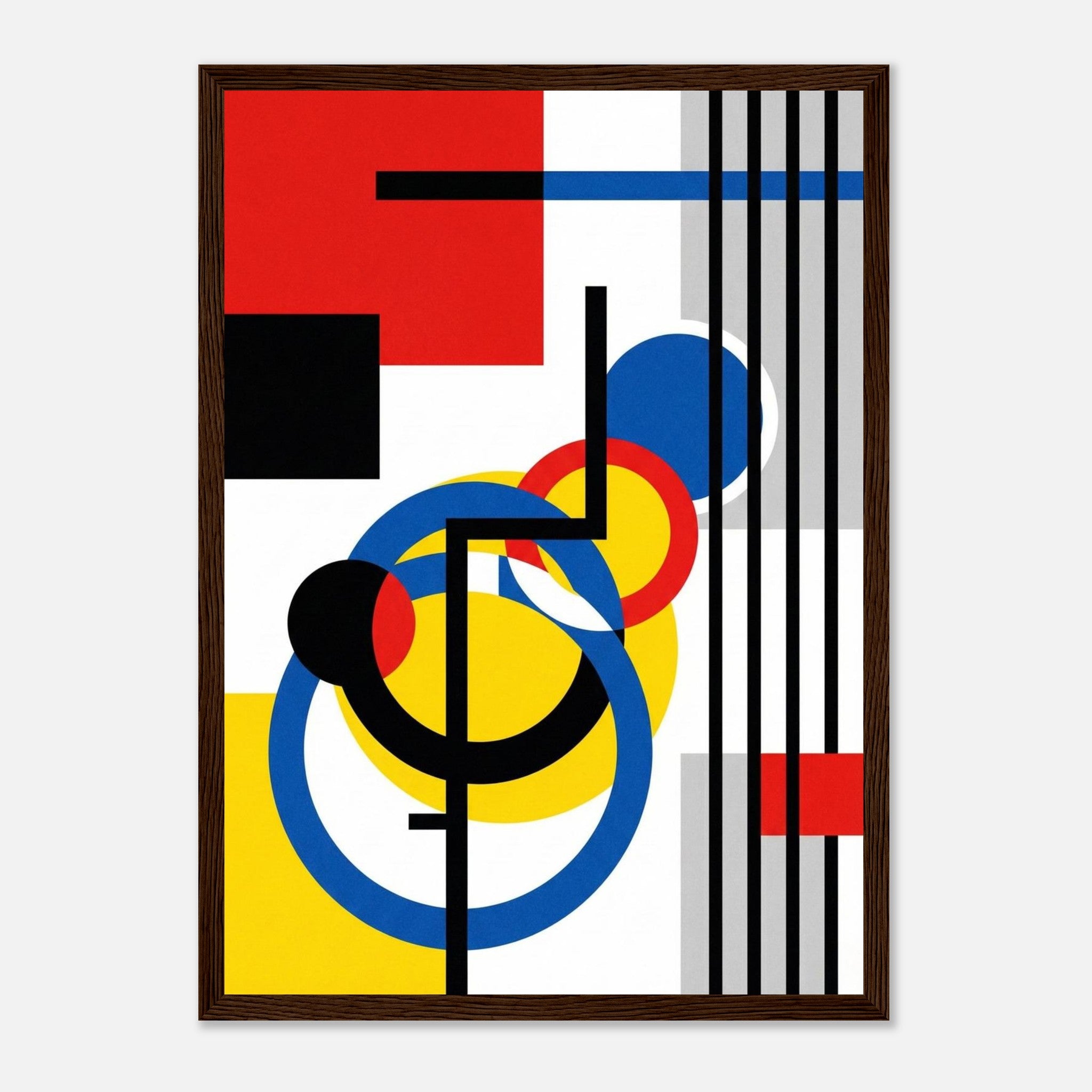No.3 Abstrakte Geometrische Kunstdruck - Konstruktivismus & Bauhaus Stil - mit Holzrahmen