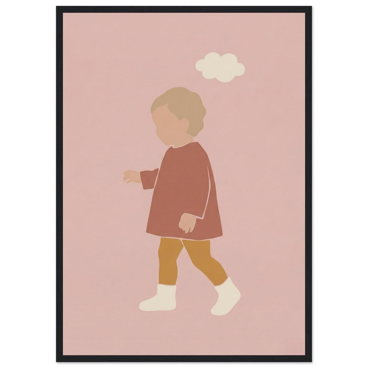 Kinderposter „Kleiner Träumer“ im minimalistischen Scandi-Look, schwarzer Rahmen, A2 (42 x 59.4 cm)