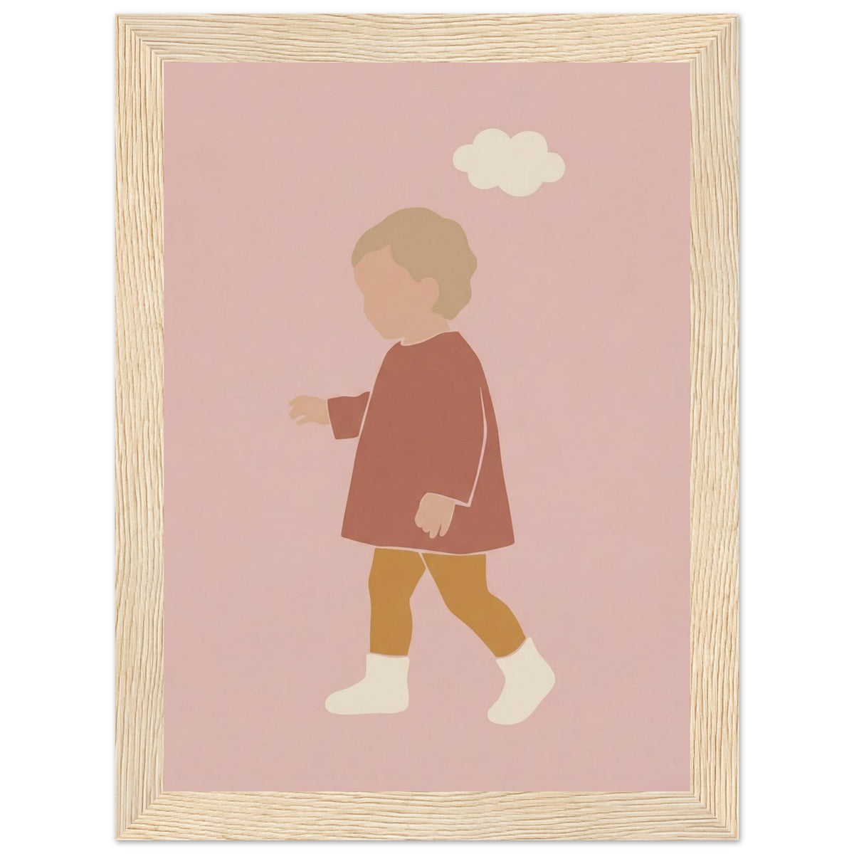 Kinderposter „Kleiner Träumer“ im minimalistischen Scandi-Look, Holzrahmen, 13x18 cm