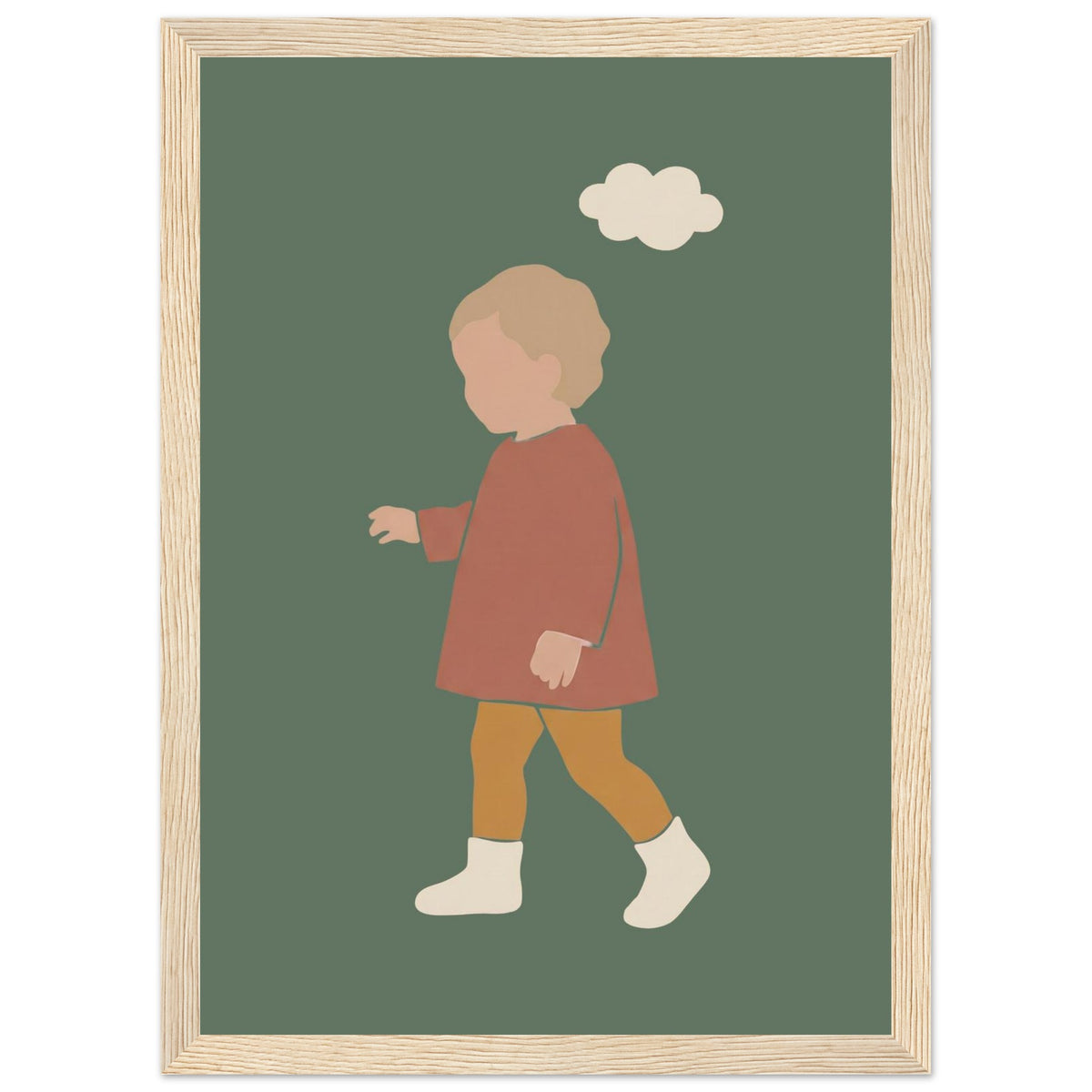 Kinderposter „Kleiner Träumer“ im minimalistischen Scandi-Look, Holzrahmen, 21x29.7 cm