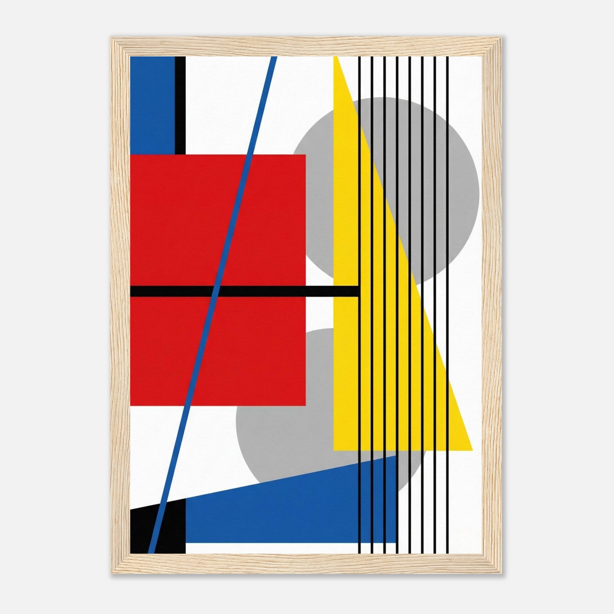 No.5 Bauhaus Geometrisches Abstraktes Kunstplakat - mit Holzrahmen