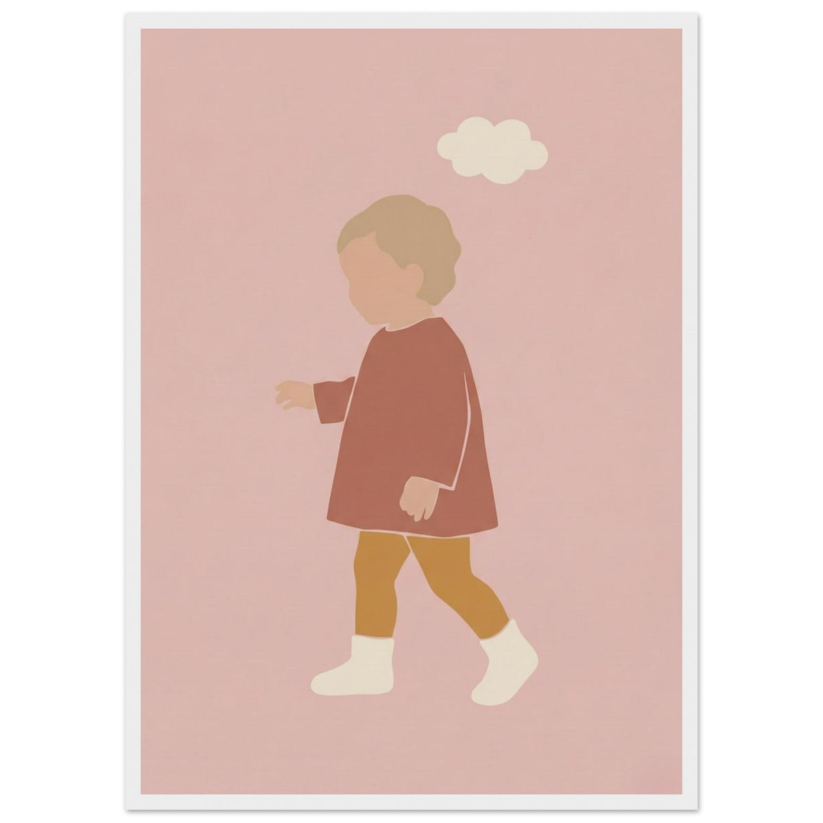 Kinderposter „Kleiner Träumer“ im minimalistischen Scandi-Look, weißer Rahmen, A2 (42 x 59.4 cm)