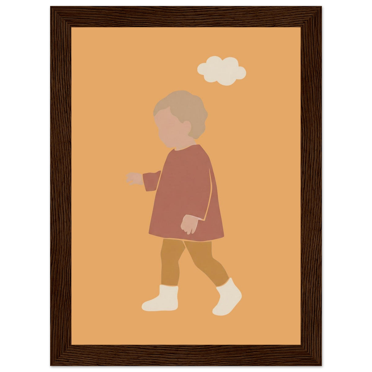 Kinderposter „Kleiner Träumer“ im minimalistischen Scandi-Look, dunkler Holzrahmen, 13x18 cm