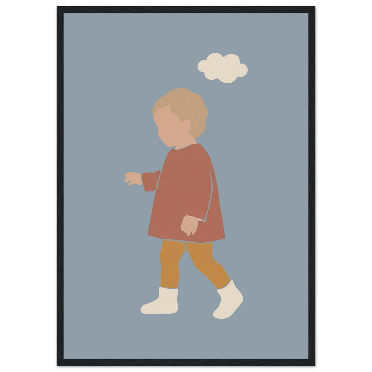 Kinderposter „Kleiner Träumer“ im minimalistischen Scandi-Look, schwarzer Rahmen, A2 (42 x 59.4 cm)