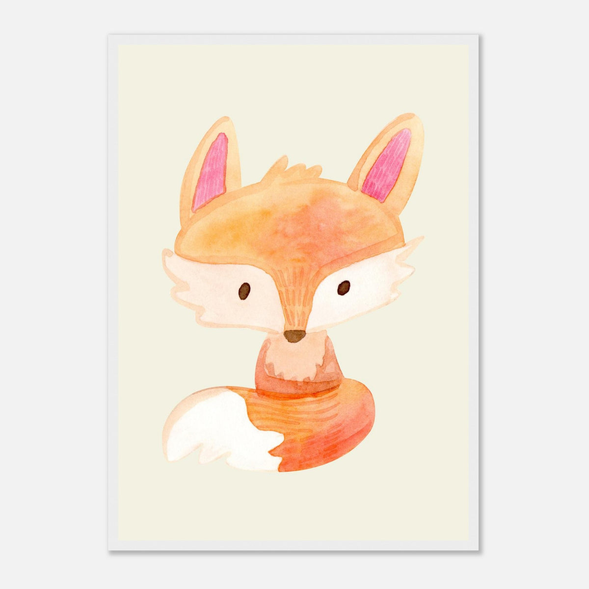 Aquarell-Fuchs in Orange und Pfirsich fürs Kinderzimmer