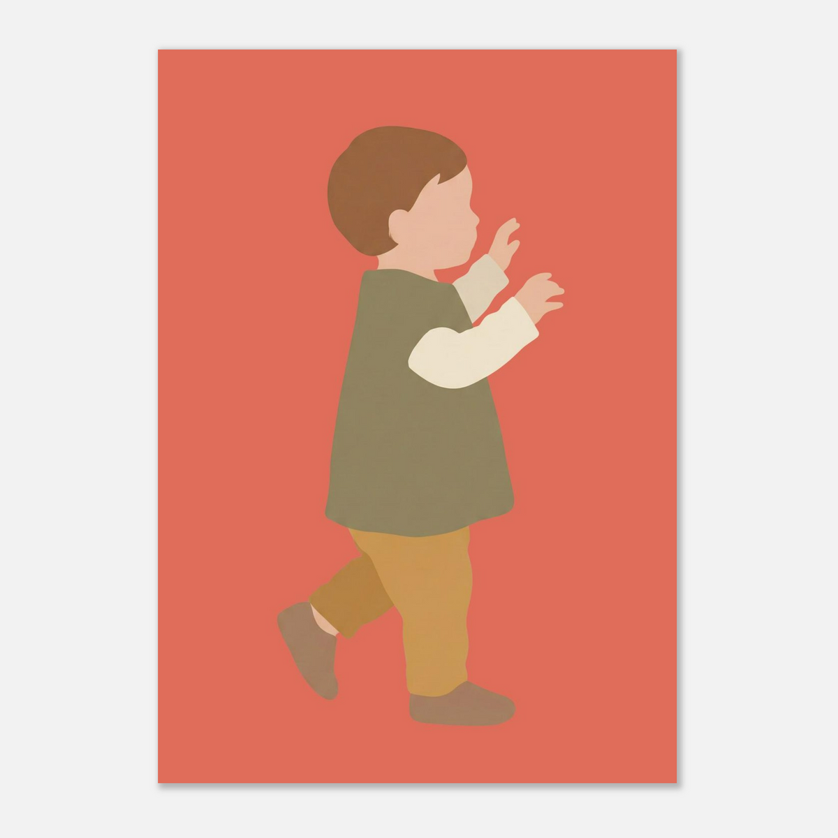 Kinderposter „Erste Schritte“: Kleinkind in Scandi-Erdtönen, A3 (29.7 x 42 cm)