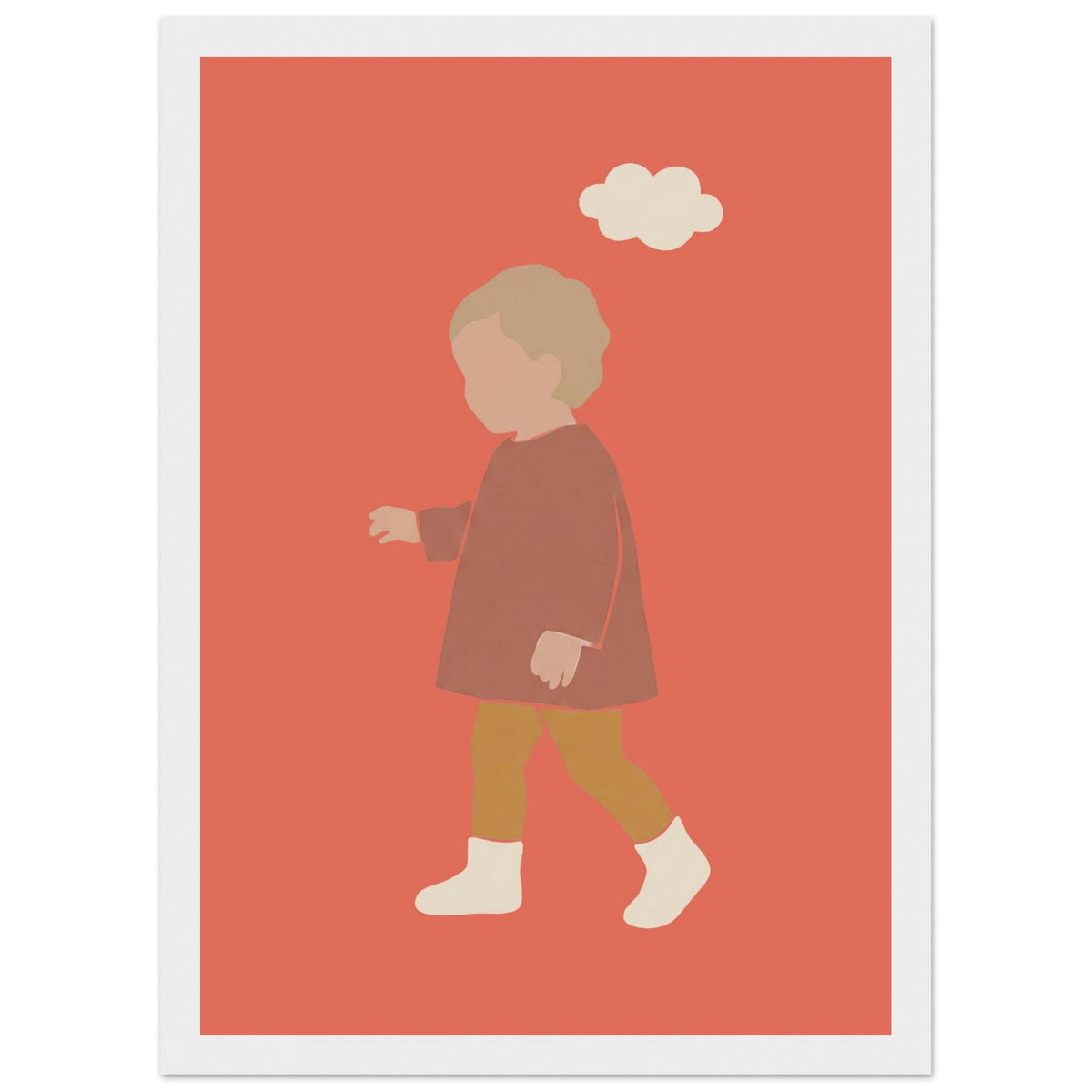Kinderposter „Kleiner Träumer“ im minimalistischen Scandi-Look, weißer Rahmen, 21x29.7 cm